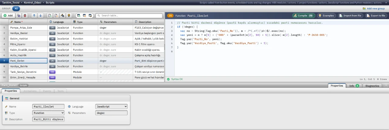 A JavaScript function with syntax colouring and live syntax checking.