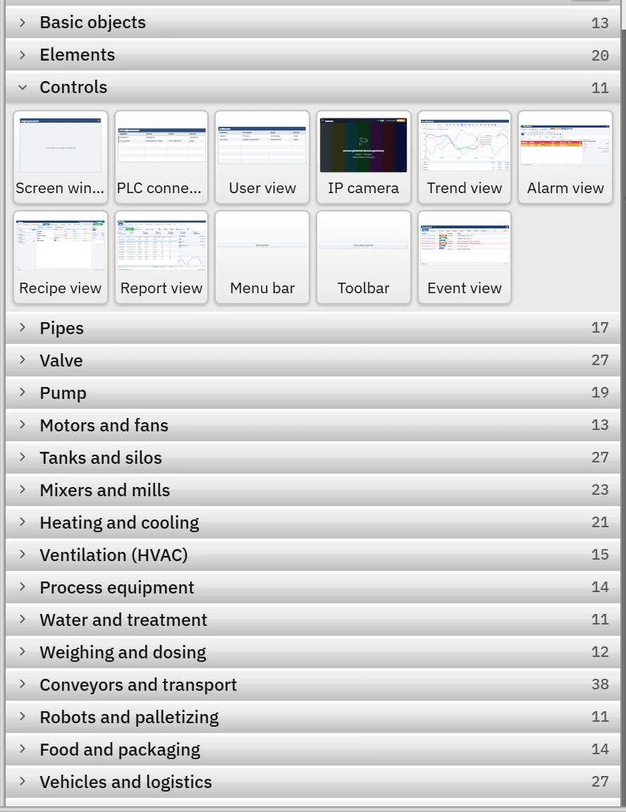 The Controls group in the Toolbox: 11 objects.