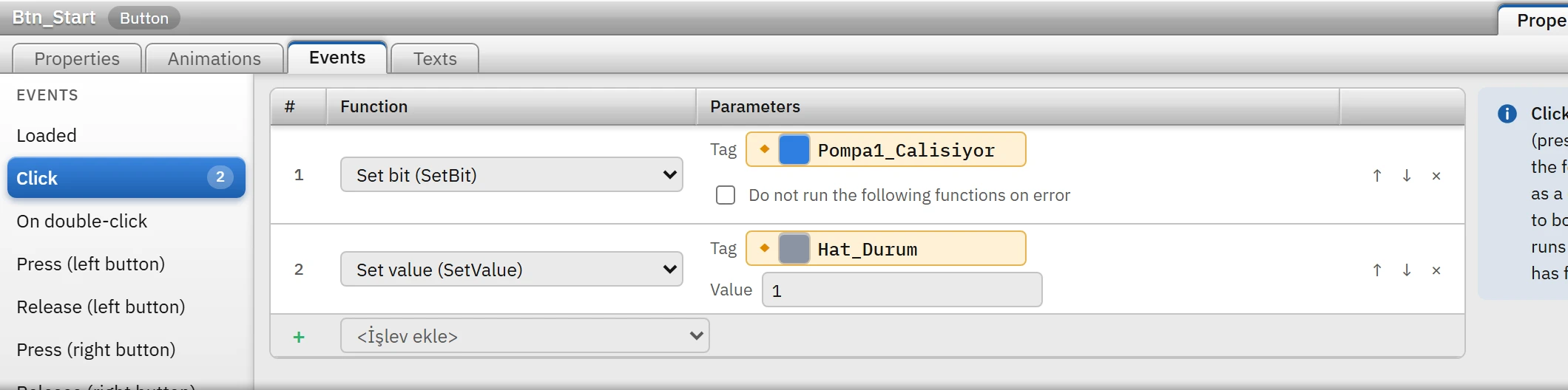 Click event of the button: two functions run in sequence.