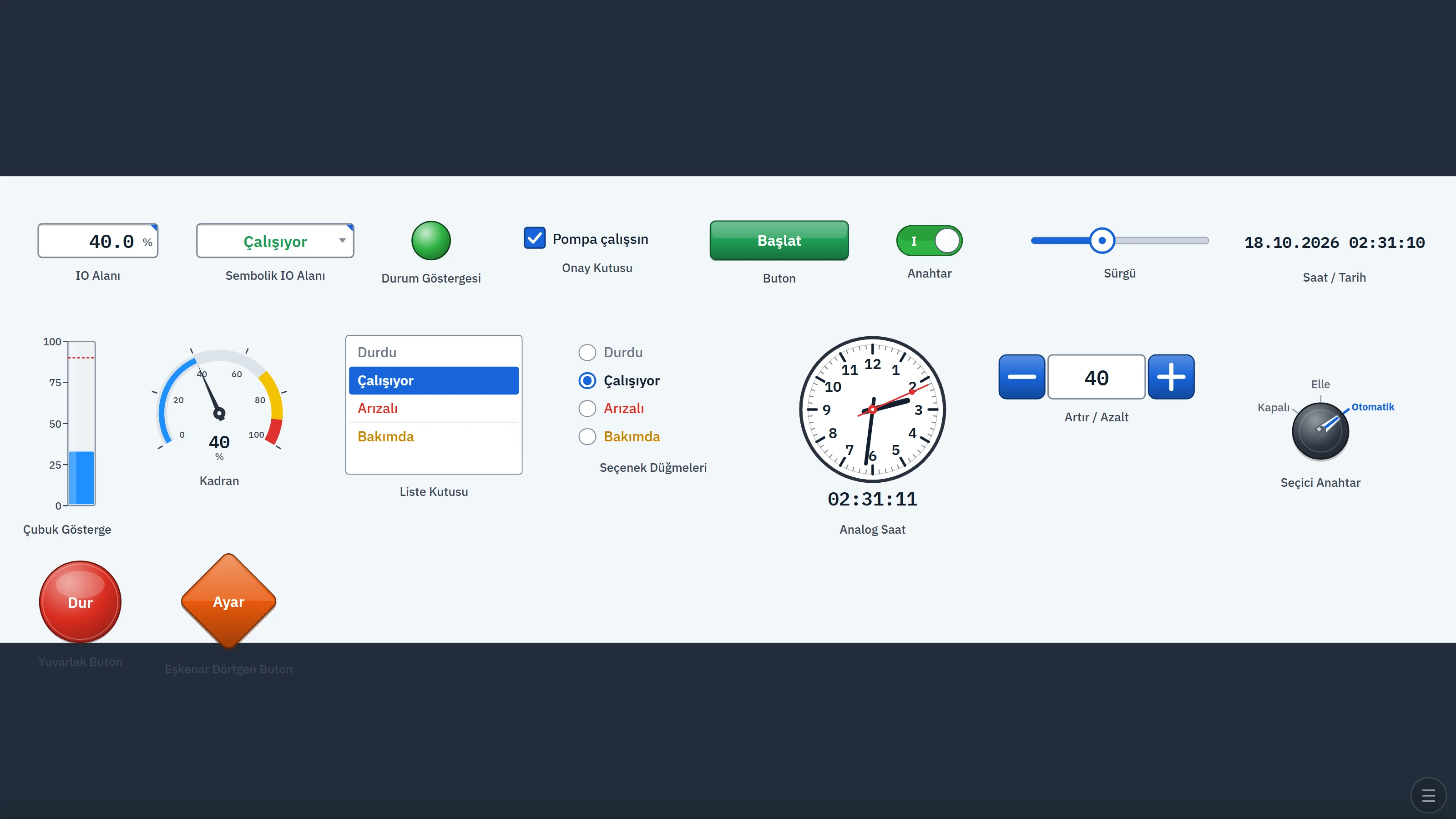 The same elements in Live with tag values (PC information, HTML browser and PDF viewer require the main program, so they are not in this capture).