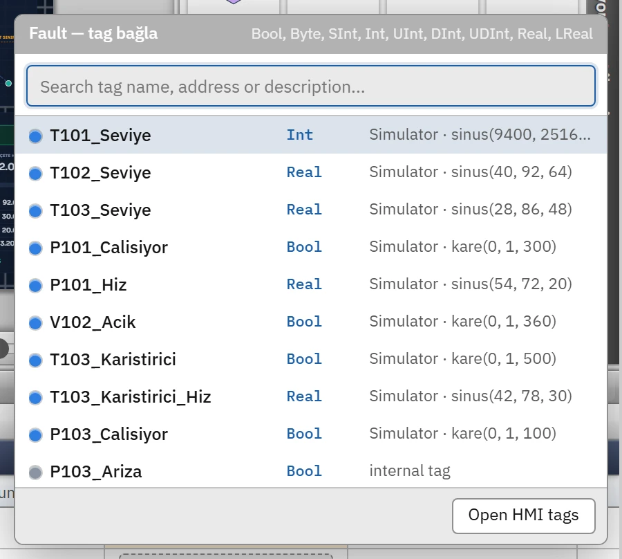 Tag selection window.