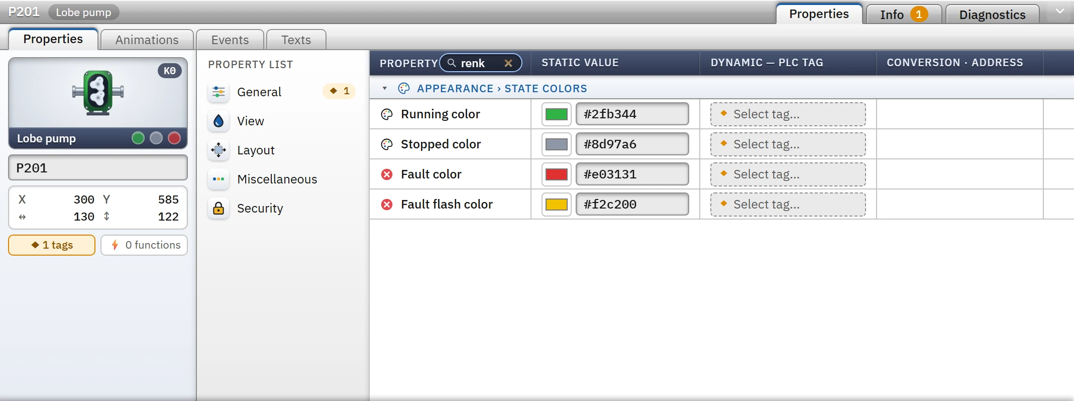 Property search: "color".