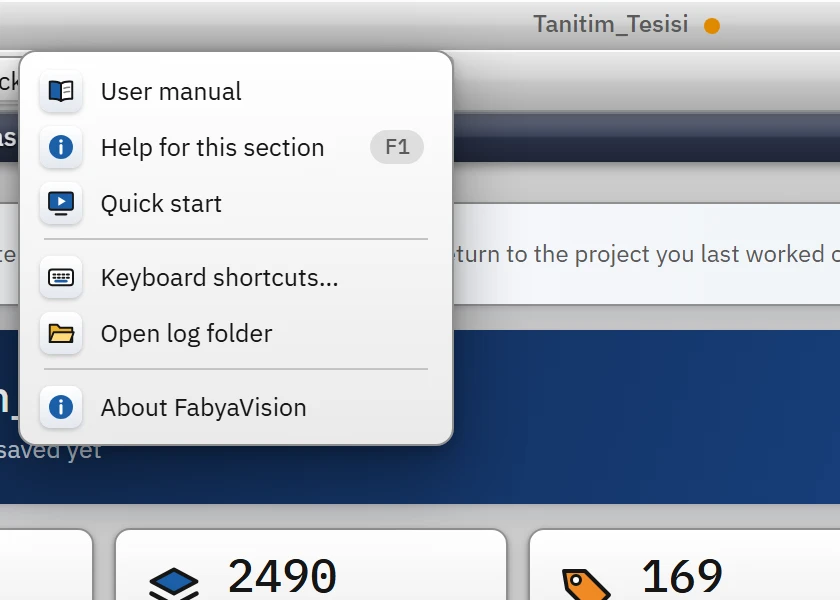 Help menu.