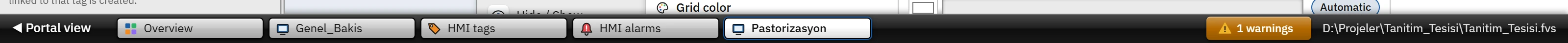 Status bar: the Portal view button, open editors, the number of problems, and the file path.