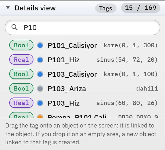 Details view: tag list and search box.