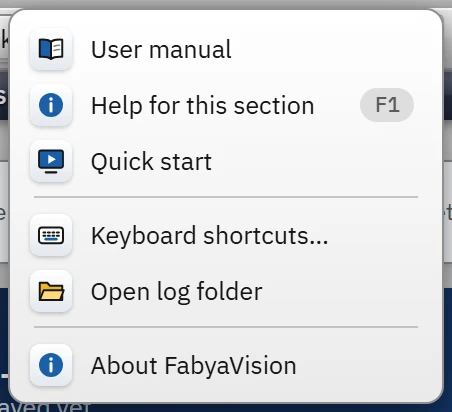Studio, Help menu: Open log folder.