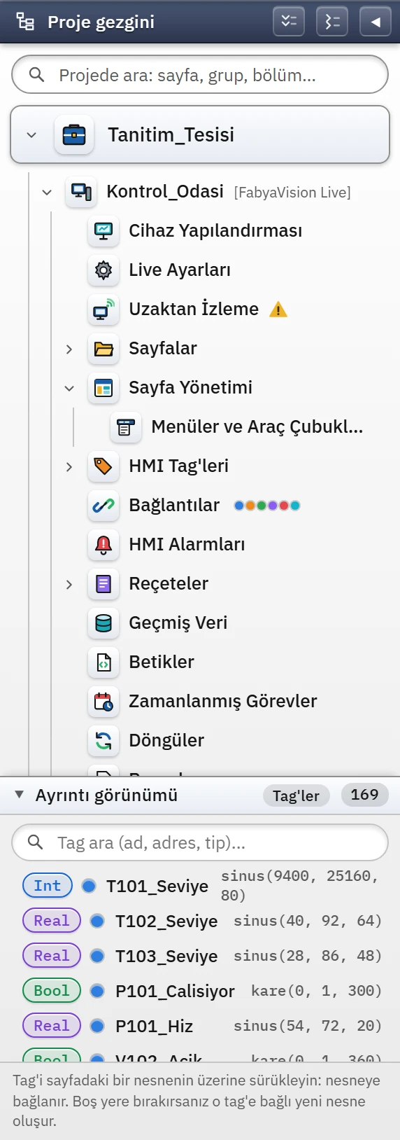 Proje gezgini: kavramların çoğu bir bölüm olarak ağaçta durur.