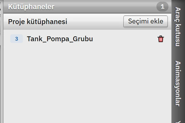 Kütüphaneler kartı: tek şablon (3 nesne).